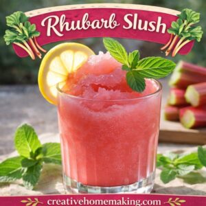 This rhubarb slush is sweet, tart, and perfect for hot days. A refreshing summer drink idea for tea parties, garden parties, and pretty brunch ideas.
