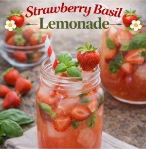 Make this easy strawberry basil lemonade for a refreshing garden party or tea party drink. A beautiful and simple summer recipe for entertaining.