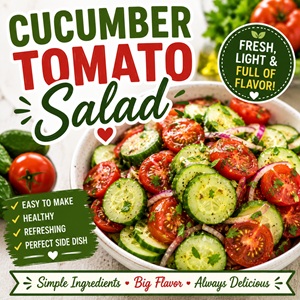This fresh cucumber tomato salad is the perfect side dish for summer picnics, backyard BBQs, church potlucks, and easy family dinners. Made with simple ingredients and a light homemade dressing.