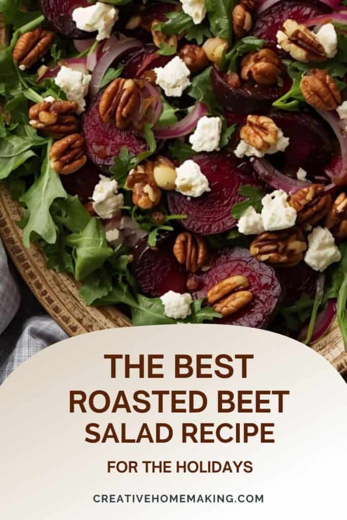 Holiday roasted beet salad with goat cheese, arugula, and walnuts