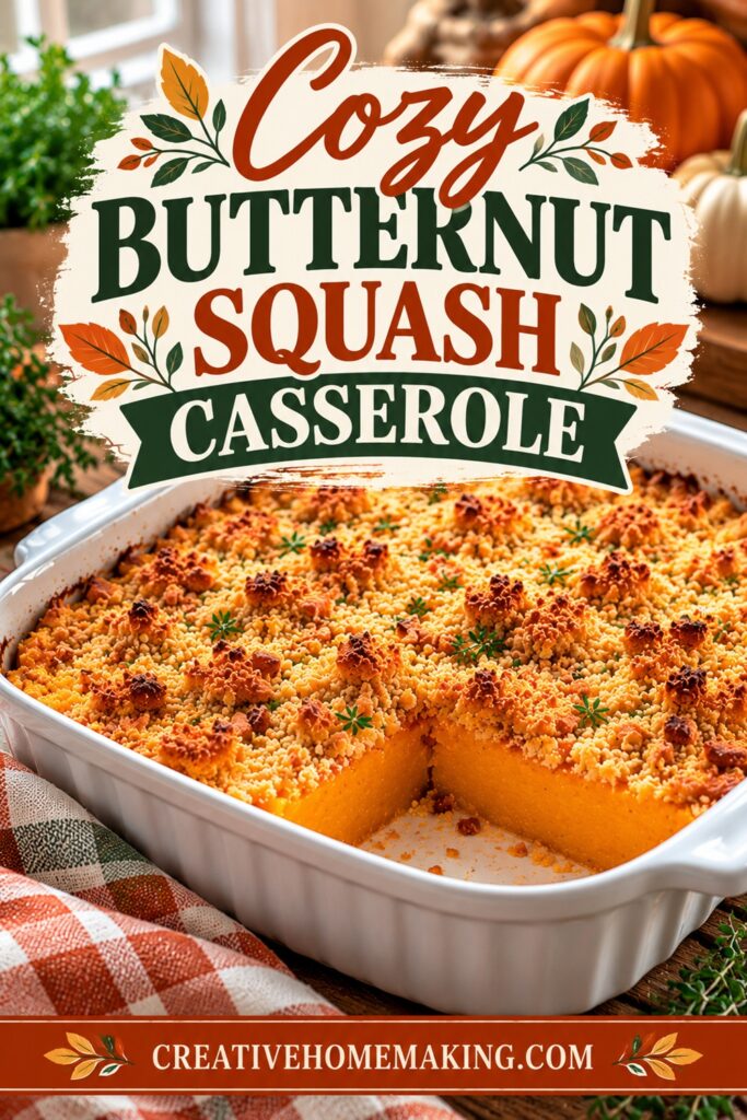 Make your holiday menu extra special with this cozy butternut squash casserole. Its rich squash filling and buttery, golden topping make it a delicious choice for Thanksgiving sides and festive family dinners. Pair it with roast turkey, stuffing, mashed potatoes, and gravy for a traditional holiday feast. Save this recipe while planning your Thanksgiving menu!