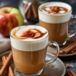 Cozy up this fall with the best homemade caramel apple latte — a warm blend of espresso, apple cider, and caramel topped with cinnamon.
