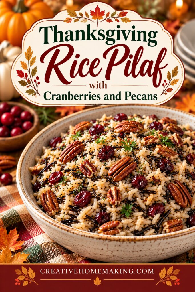 Looking for a delicious Thanksgiving side dish? This cranberry pecan rice pilaf is a flavorful addition to your holiday dinner, combining tender rice with sweet-tart cranberries and crunchy pecans. The beautiful colors make it perfect for Thanksgiving sides, Christmas dinner, and festive holiday gatherings. Serve it alongside roasted turkey, baked ham, or your favorite main dish. Save this easy rice pilaf recipe for your holiday menu!