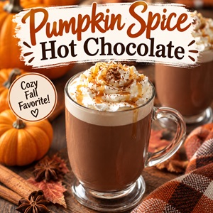 Looking for an easy fall drink recipe? This pumpkin spice hot chocolate is simple to make and perfect for cool autumn afternoons, family movie nights, Halloween gatherings, or Thanksgiving.
