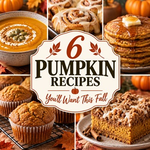 If you love pumpkin season, you'll want to save these recipes! This collection includes Pumpkin Curry Soup, Pumpkin Cinnamon Rolls, Easy Pumpkin Pancakes Made from Scratch, Easy Pumpkin Muffins, Homemade Pumpkin Coffeecake, and The Best Pumpkin Roll. Delicious fall food for cozy days at home.