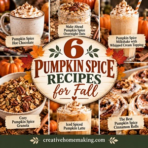 Looking for cozy fall recipes filled with pumpkin spice? This collection includes Pumpkin Spice Hot Chocolate, Pumpkin Spice Overnight Oats, Pumpkin Spice Milkshake, Pumpkin Spice Granola, Iced Spiced Pumpkin Latte, and Pumpkin Spice Cinnamon Rolls. Perfect for crisp mornings, cozy afternoons, and fall gatherings.
