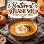 This cozy butternut squash soup with coconut milk is the perfect fall recipe for chilly evenings. Creamy, comforting, and full of autumn flavor, this homemade soup makes an easy family dinner or cozy lunch.