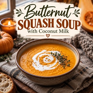 This cozy butternut squash soup with coconut milk is the perfect fall recipe for chilly evenings. Creamy, comforting, and full of autumn flavor, this homemade soup makes an easy family dinner or cozy lunch.