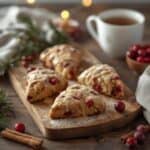 Freshly baked cranberry scones on a plate