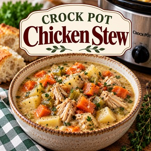 This Crock Pot Chicken Stew is one of those easy family dinners you’ll want to make all fall and winter. Tender chicken, hearty vegetables, and a flavorful broth come together in the slow cooker for a comforting meal with very little hands-on work. A simple favorite for your collection of fall recipes.