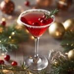 Festive Christmas Mistletoe Martini in a cocktail glass