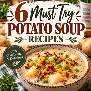 Cozy up with these 6 delicious potato soup recipes! Try Hearty Ham and Potato Soup, Hearty Sausage and Potato Soup, Slow Cooker Beef Stew, Best Broccoli Cheese Potato Soup, Loaded Baked Potato Soup, and Corn and Potato Chowder. These comforting fall recipes are perfect for chilly evenings and easy family dinners.