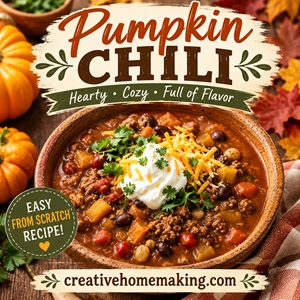 This hearty pumpkin chili is one of those cozy fall recipes you'll want to make all season long. Packed with beans, ground beef, tomatoes, pumpkin, and warm spices, it's one of my favorite easy soup recipes for chilly nights and makes an easy, filling option for easy family dinners.