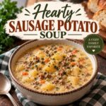 This hearty sausage and potato soup is the perfect fall recipe for a cozy night at home. Made with ground sausage and tender potatoes, this comforting soup is delicious fall food for easy family dinners and soup season.
