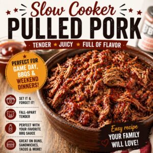 Make tender, juicy slow cooker pulled pork for BBQ’s, picnics, Memorial Day, Fourth of July, Labor Day, family reunions, potlucks, and weekend cookouts. Perfect for sandwiches, sliders, tacos, and easy summer dinners.