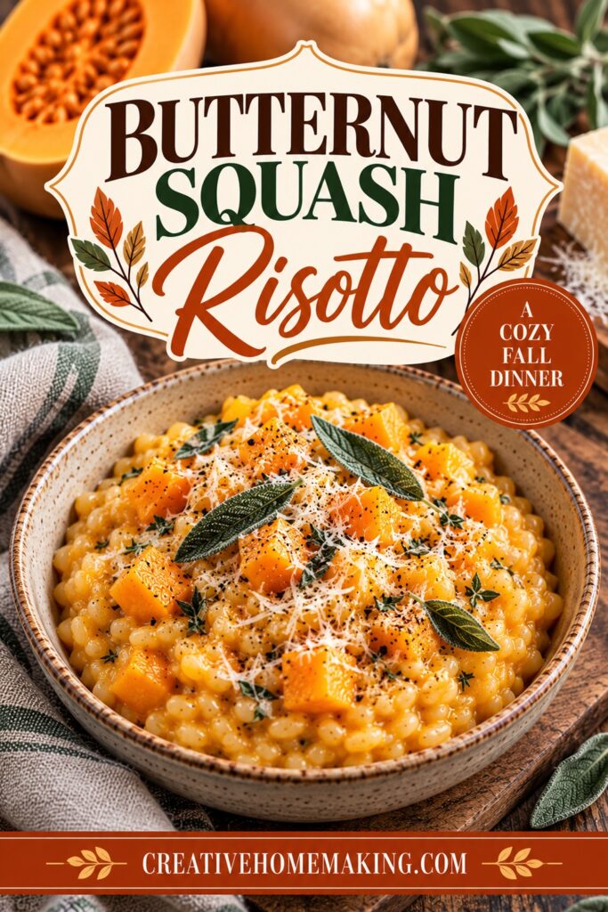 Cozy up with a bowl of creamy butternut squash risotto! This delicious fall recipe combines tender rice, sweet butternut squash, Parmesan cheese, and fresh sage for a comforting meal full of autumn flavor. Perfect for chilly evenings, cozy dinners, or a special seasonal meal. Save this easy butternut squash recipe for your fall cooking!