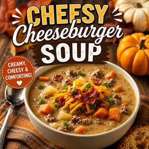 Warm up with this rich and cheesy cheeseburger soup on a chilly evening. It's perfect for easy family dinners, busy weeknights, and anyone who loves hearty cozy soup recipes. A delicious addition to your collection of fall recipes.