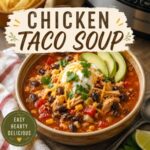 Warm up with this hearty chicken taco soup loaded with Tex-Mex flavor and your favorite toppings like avocado, cheese, and sour cream. Perfect for cozy soups, easy family dinners, meal prep, and anyone who loves flavorful Mexican-inspired comfort food.