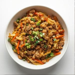 Egg Roll in a Bowl with ground pork and cabbage – healthy Asian food recipe