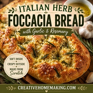 Italian Herb Focaccia Bread with Garlic & Rosemary