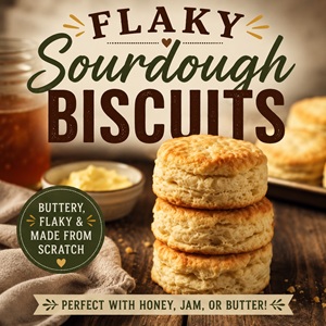 Looking for a delicious way to use sourdough discard? Try these homemade sourdough biscuits! They're golden, buttery, and wonderfully flaky, making them perfect for breakfast or alongside a cozy dinner. Save this easy recipe for your next homemade bread baking day.