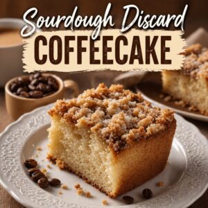 This tender sourdough discard coffeecake is simple to make and full of cozy flavor. A delicious breakfast bake and a pretty brunch idea for spring and summer gatherings.