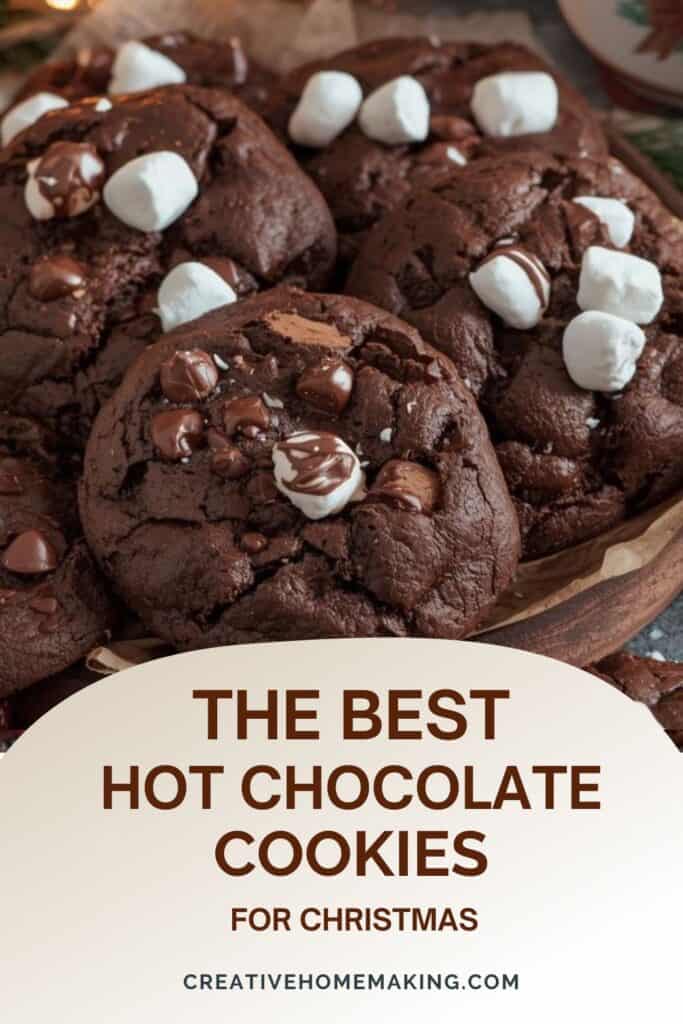 Christmas-themed cookies arranged with mugs of hot cocoa and candy canes