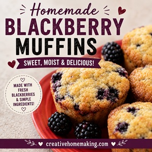 These homemade blackberry muffins are soft, sweet, and packed with juicy blackberries in every bite! Made with simple ingredients and easy to bake from scratch, they’re perfect for breakfast, snacks, summer baking, simple homemade living, and cozy mornings at home.