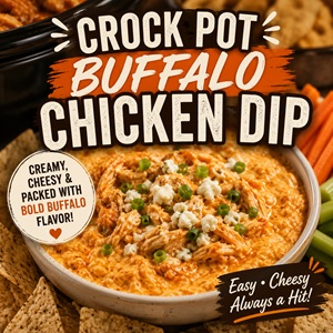 Looking for easy crock pot recipes for football season? This buffalo chicken dip is creamy, cheesy, and packed with flavor. It makes delicious football food for game day parties and is an easy appetizer everyone will love.