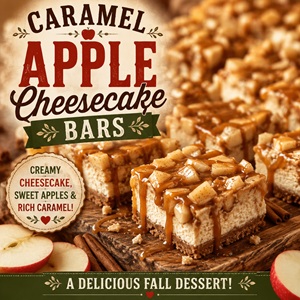Looking for an easy fall dessert? These caramel apple cheesecake bars have a buttery crust, creamy cheesecake filling, sweet apples, and plenty of caramel. They're delicious enough for Thanksgiving but simple enough for a weekend treat. Perfect for your collection of apple recipes and fall desserts.