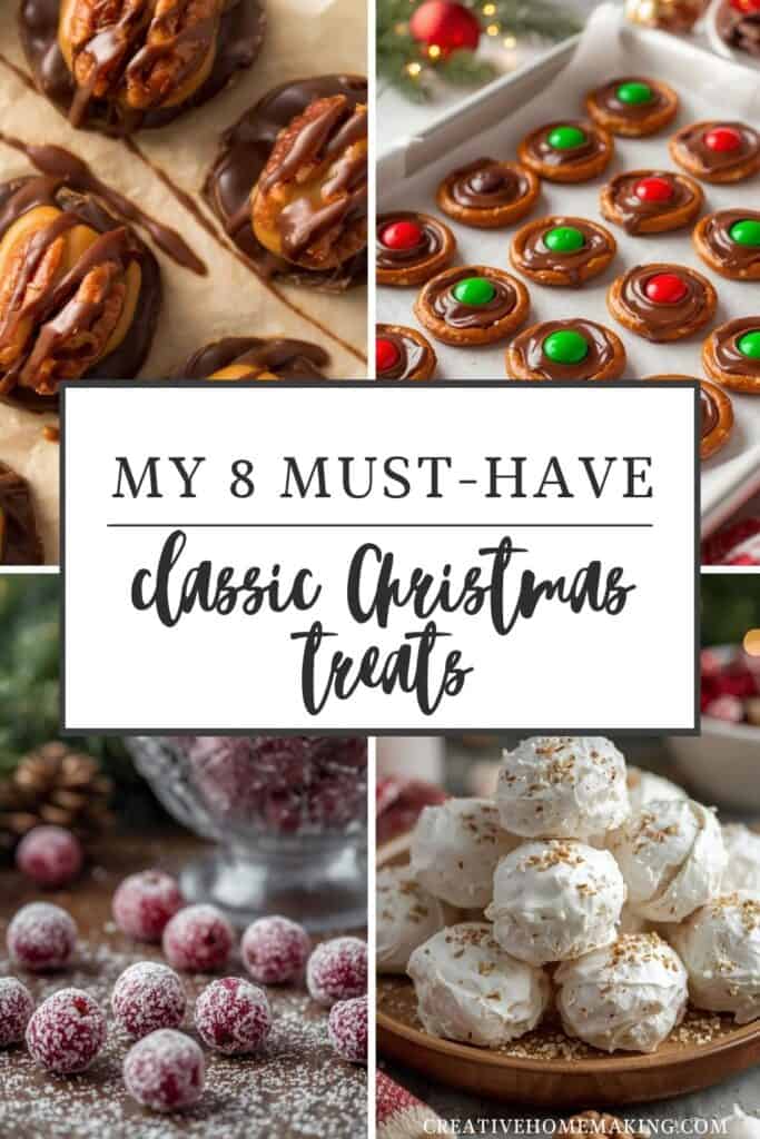 A festive tray filled with a variety of Christmas treats including fudge, divinity, and frosted cranberries