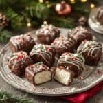 Festive Cool Whip candy bites with colorful red and green sprinkles