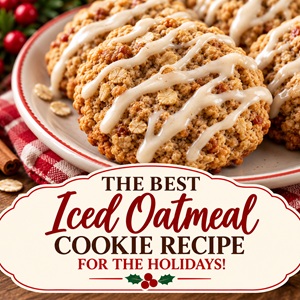 Soft & Chewy Christmas Iced Oatmeal Cookies