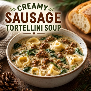 Warm up with a bowl of creamy sausage tortellini soup! This hearty soup combines Italian sausage, tender tortellini, fresh spinach, and a creamy broth for a satisfying family dinner. It's perfect for your collection of cozy soup recipes and makes a wonderful addition to your favorite fall recipes.