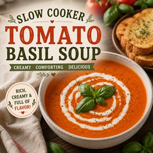 Skip the canned soup and make this creamy slow cooker tomato basil soup from scratch. This cozy soup recipe is full of fresh tomatoes, basil, and comforting flavors, making it an easy family dinner that's perfect for fall, winter, and busy weeknights.