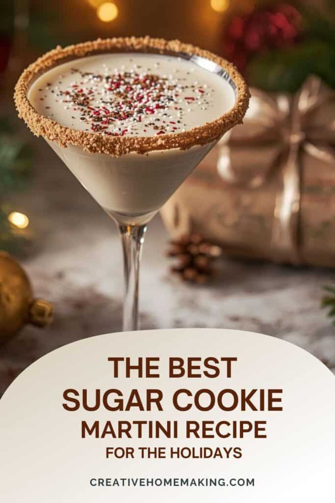Glass of sugar cookie martini with sprinkles on rim