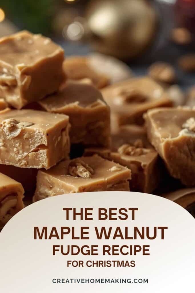 Holiday-themed maple walnut fudge with candy canes