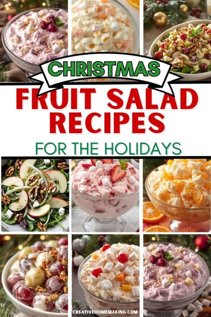 Colorful Christmas fruit salad with berries and citrus in a festive bowl