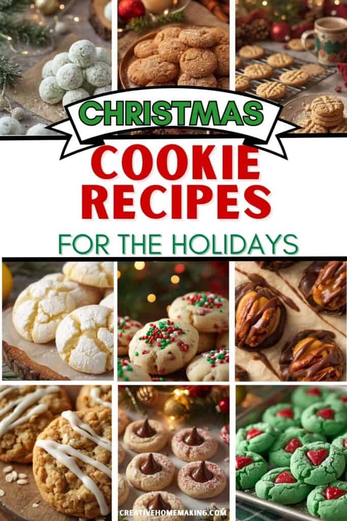 Assorted classic Christmas cookies on a festive plate