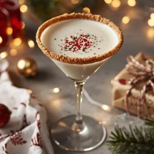 Creamy sugar cookie martini cocktail with sugar rim