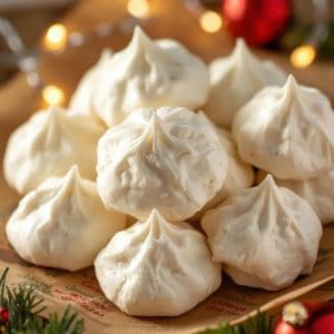 Soft, fluffy divinity candies made with marshmallow creme on wax paper