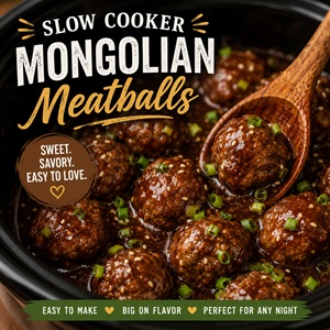 These Slow Cooker Mongolian Meatballs are sweet, savory, and packed with flavor. With minimal prep and a rich homemade sauce, this easy family dinner is perfect for busy weeknights. Serve over rice for a simple meal everyone will love.