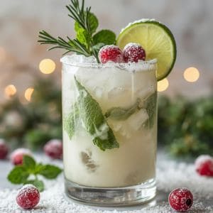 Colorful Christmas cocktails with cinnamon sticks and cranberries