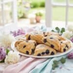 Blueberry scones arranged on a brunch table