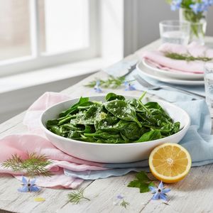 Garlic sautéed spinach served in a bowl