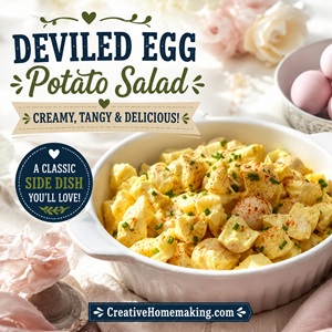 This creamy Deviled Egg Potato Salad is the ultimate summer side dish! Perfect for BBQs, backyard cookouts, picnics, family reunions, potlucks, Memorial Day, the Fourth of July, and Labor Day celebrations. Serve it alongside grilled burgers, hot dogs, ribs, or barbecue chicken for an easy crowd-pleasing meal.