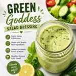 Fresh, herby, creamy, and packed with flavor, this homemade Green Goddess salad dressing is perfect for summer salads, wraps, grain bowls, veggies, and backyard BBQs! A delicious homemade dressing for summer picnics and cookouts. Love homemade dressings? Try ranch dressing, avocado lime dressing, creamy Greek yogurt dressing, Caesar dressing, balsamic vinaigrette, and honey mustard too!