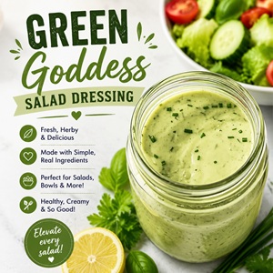 Fresh, herby, creamy, and packed with flavor, this homemade Green Goddess salad dressing is perfect for summer salads, wraps, grain bowls, veggies, and backyard BBQs! A delicious homemade dressing for summer picnics and cookouts. Love homemade dressings? Try ranch dressing, avocado lime dressing, creamy Greek yogurt dressing, Caesar dressing, balsamic vinaigrette, and honey mustard too!