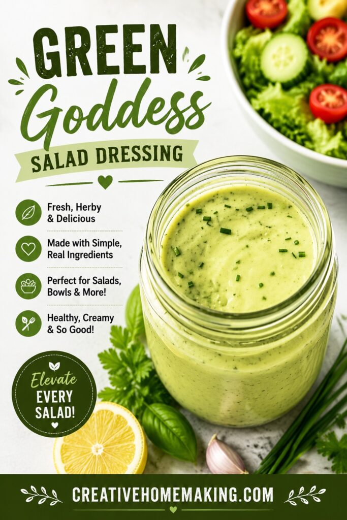 The Viral Easy Green Goddess Homemade Salad Dressing You Need to Try -  Creative Homemaking