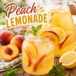 This refreshing homemade peach lemonade combines sweet peaches with bright, tart lemon for the perfect summer drink. Serve it ice cold with fresh peach slices and lemon for a beautiful drink that's perfect for summer entertaining, family gatherings, and lazy afternoons.